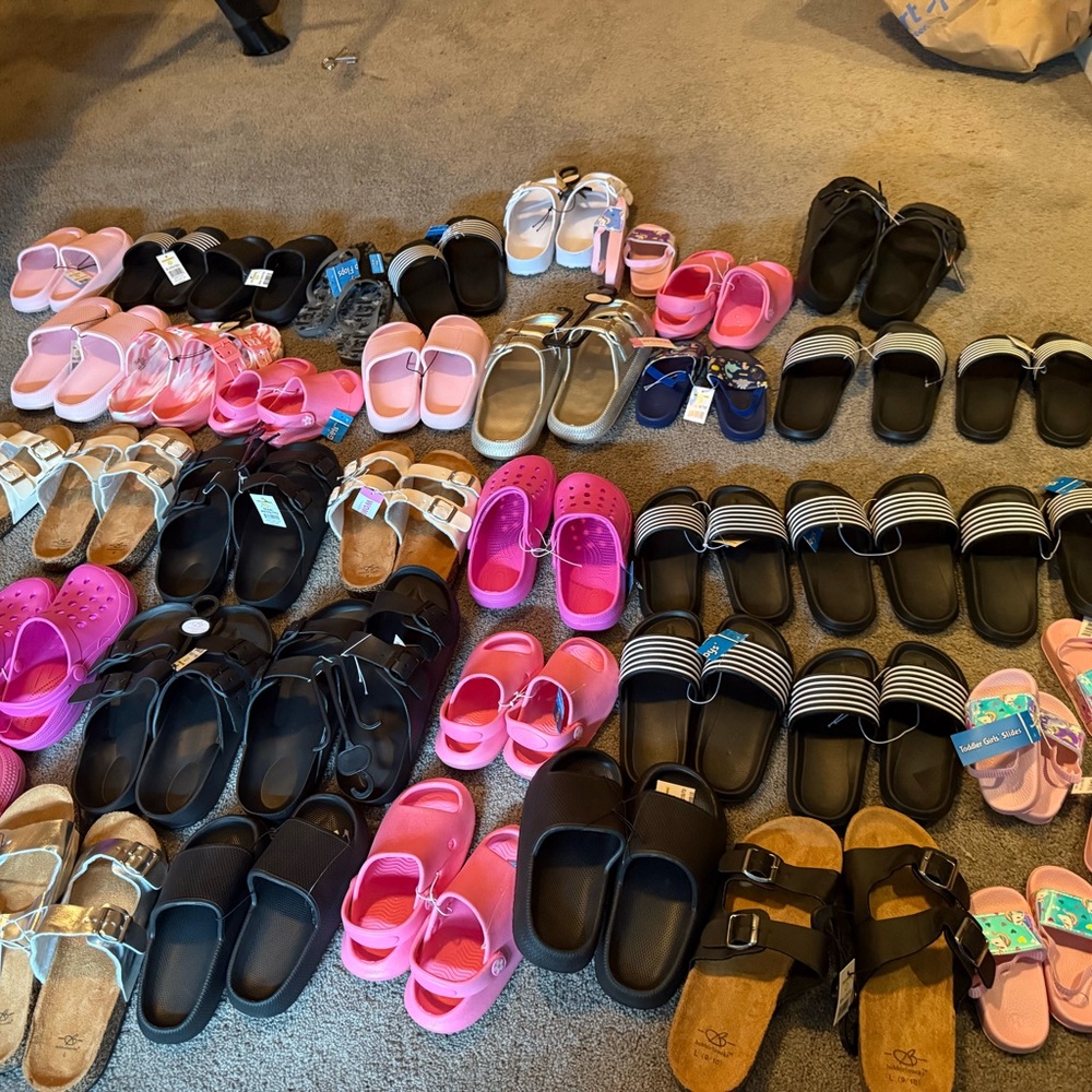 Kids Pink and Black Sandals
